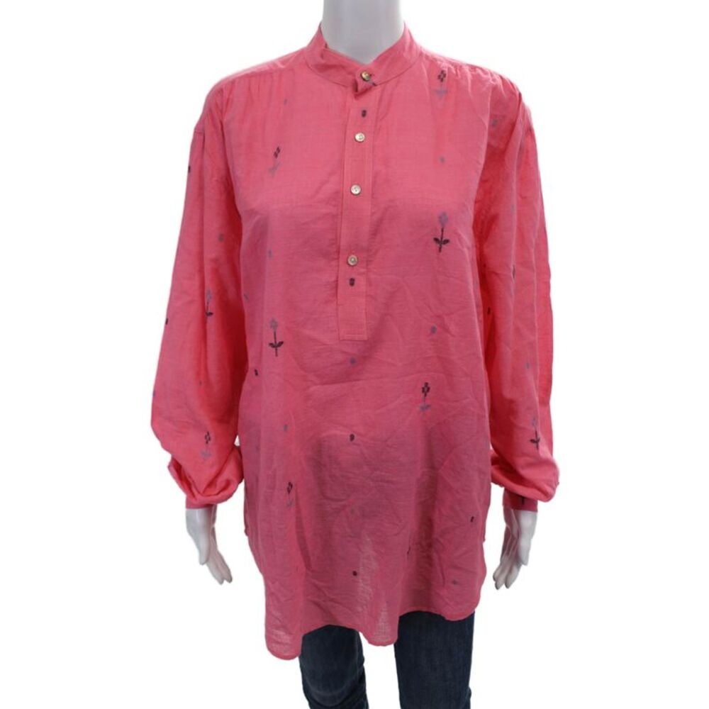 Designer Womens Every Little Thing Gonna Be All Right Shirt Pink Cotton Small